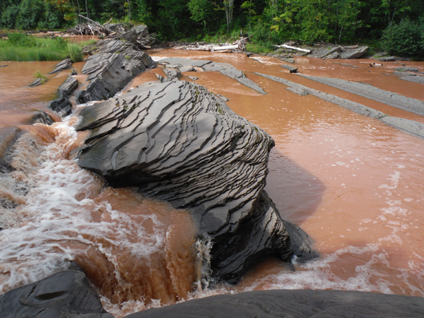 the slate rock at Bonanza Falls